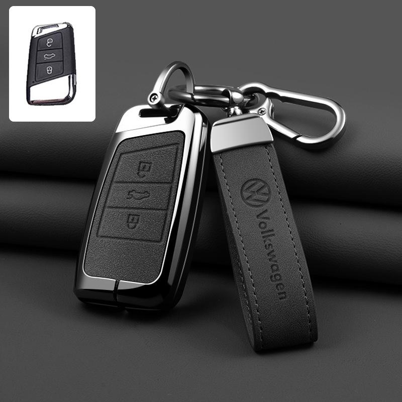 Leather Car Key Fob Case Cover Protector Holder Shell For VW Volkswagen Passat B8 Tiguan Magotan Golf Auto Keychain Accessories zw0