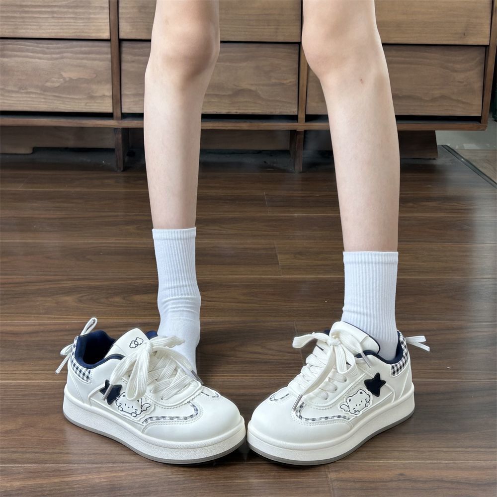 

Хуанлан милые универсальные ретро нишевые оригинальные кеды женские 2025 новые инс маленькие белые кеды студенческие хлебные кеды тренд 35 бежевый