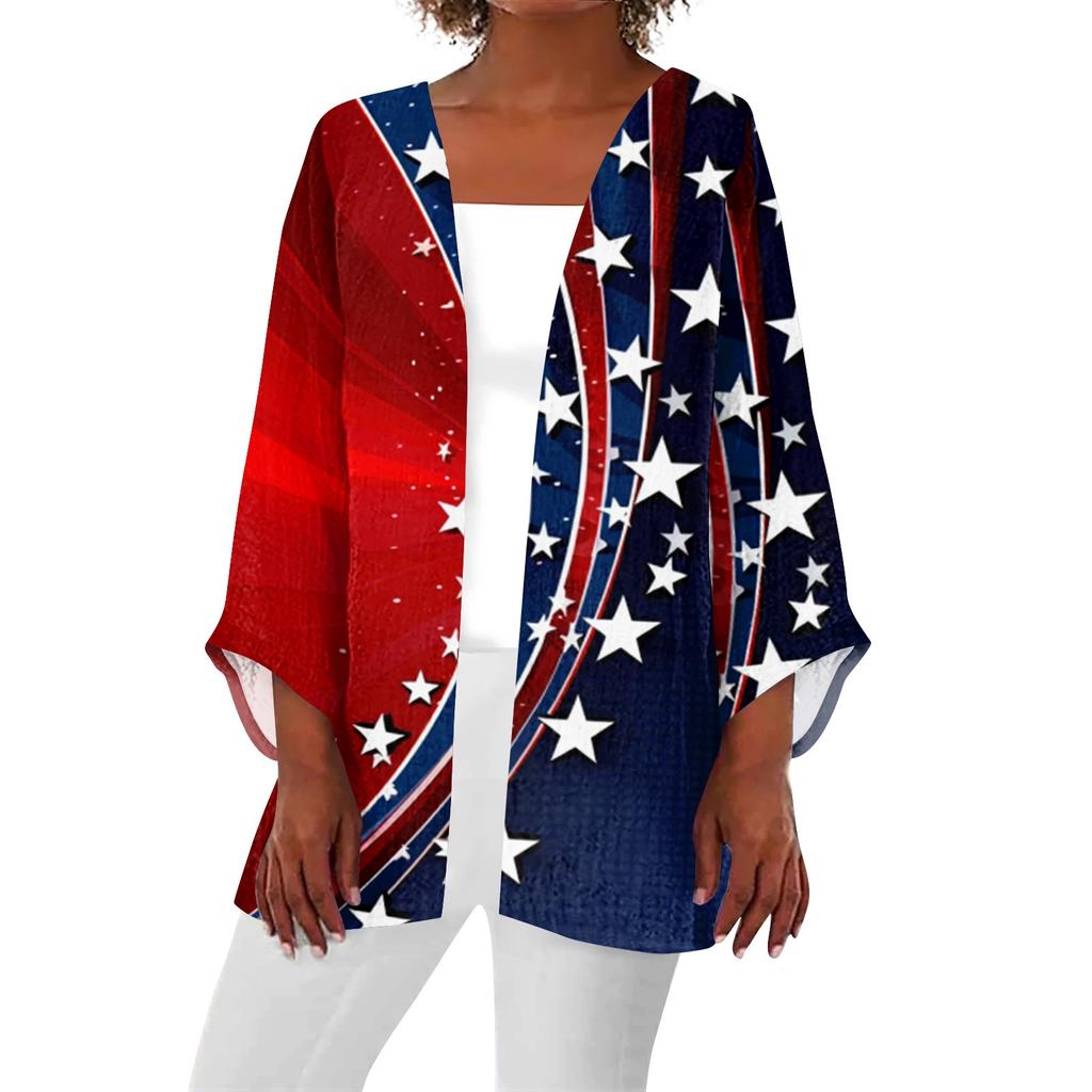 Women's Casual Fashion Printed Lightweight Mid-length Jacket Cardigan