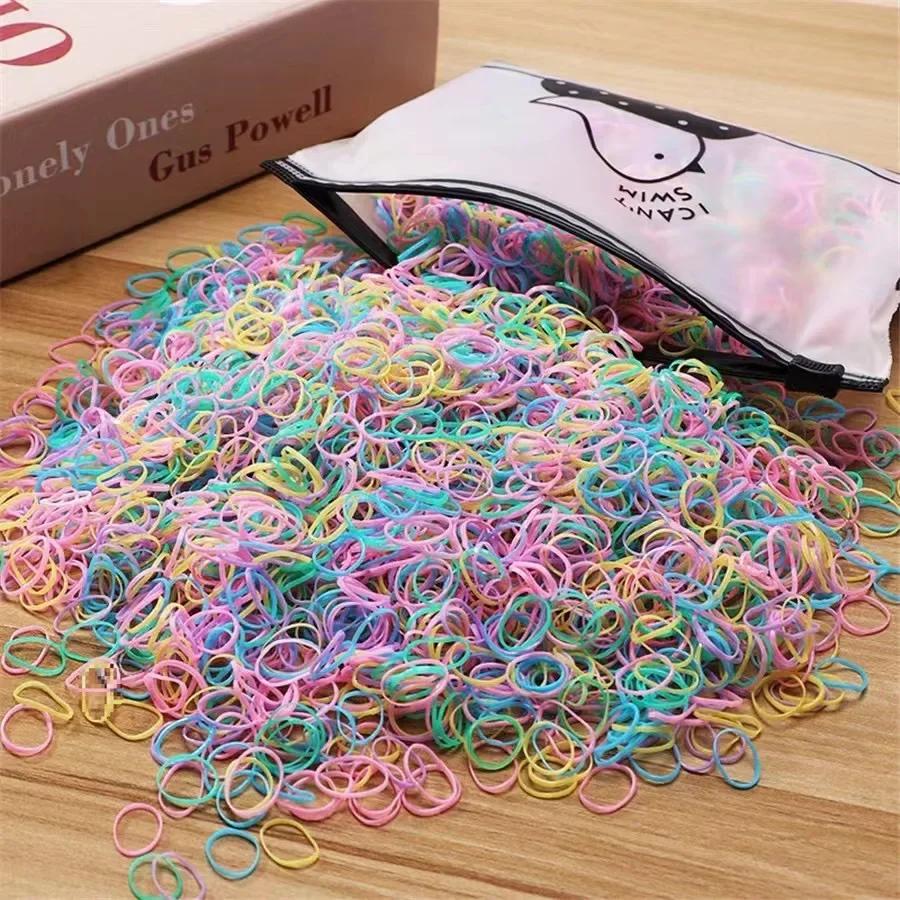 

1000PCS Girls Colorful Disposable Rubber Band Hair Ties Headband Children Ponytail Holder Bands Kids Hair Accessories