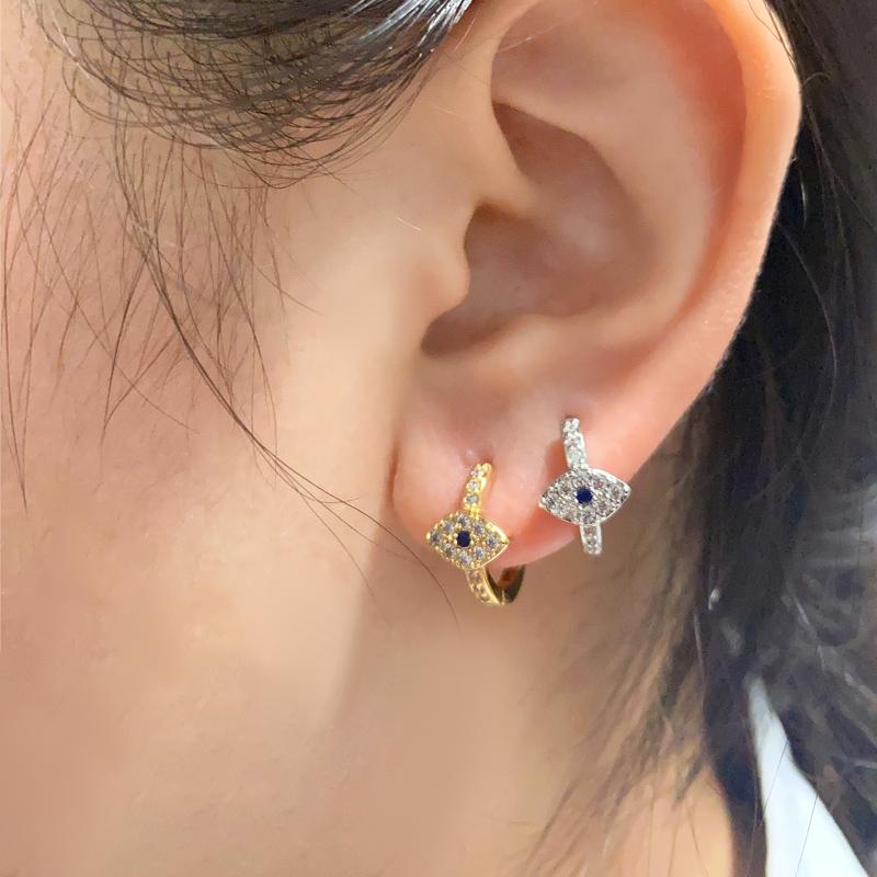 Zircon Evil Eye Earrings For Women Stainless Steel Gold Plated Turkish Pendientes Hoop Piercing Earring 2023 Goth Zircon Aretes