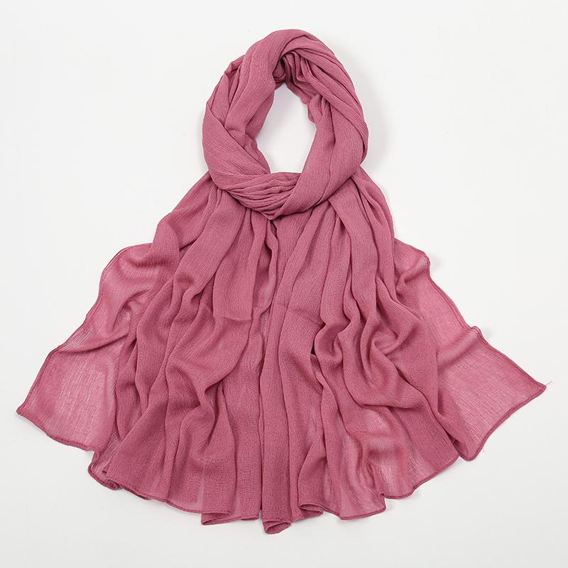 Crinkle Muslim Women Hijab Wrinkle Rayon Headscarf Solid Color Women's Turban Plain Viscose Cotton Musulman Femme Shawl Ramanda