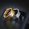 8MM Wide Vacuum European and American New Trendy Men's Titanium Steel Ring with Flower Hammering
