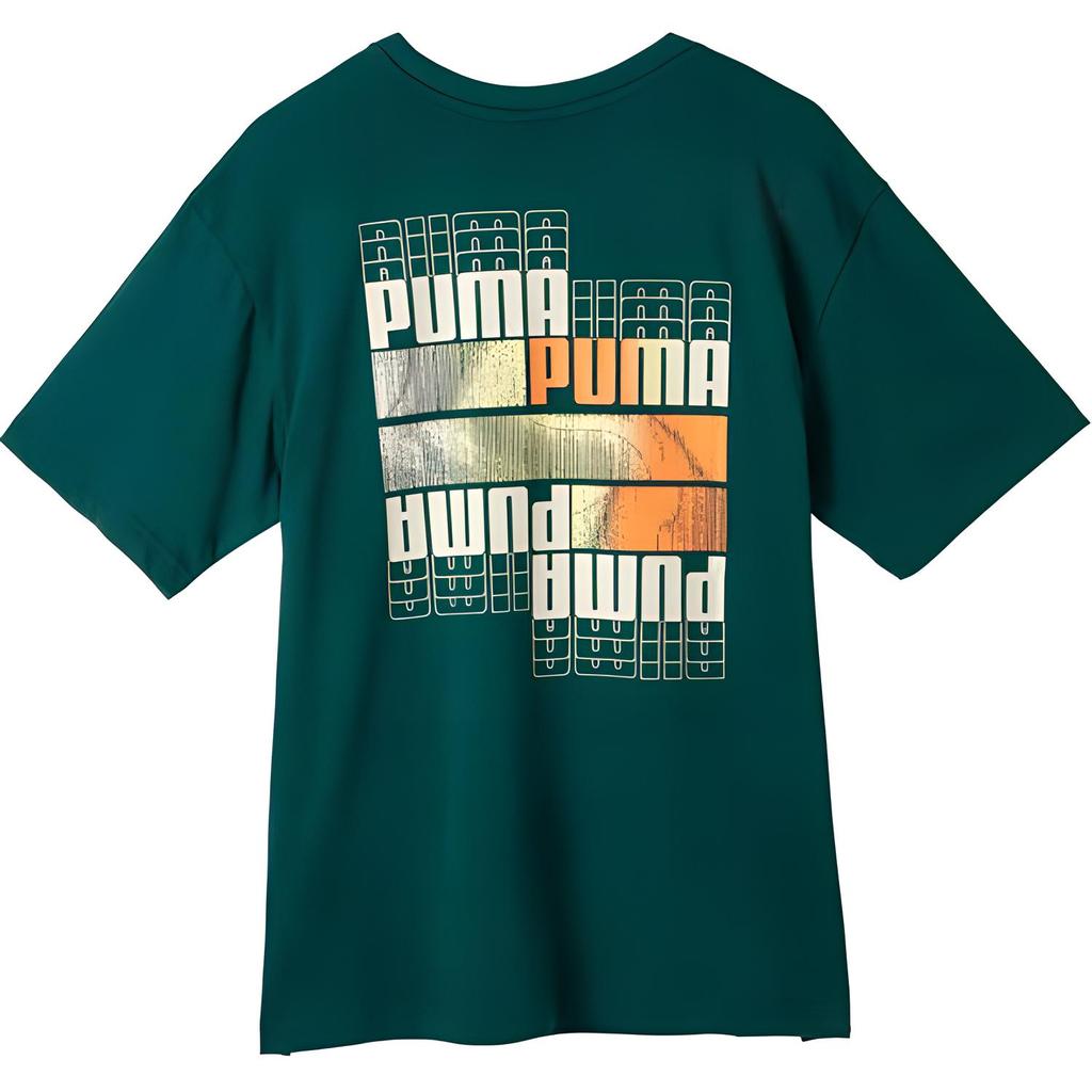 Puma Urban Graphic Logo Round Neck Casual Short Sleeve T-Shirt Men Tops Green 631672-43