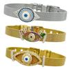 Stainless Steel Watch Band with Devil's Eye Zircon Bracelet - Stylish European and American Fashion Jewelry