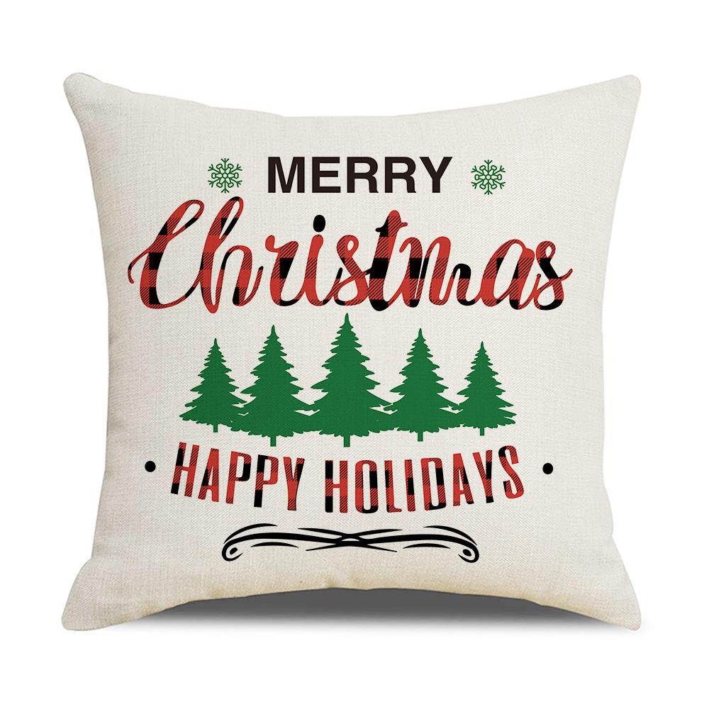 Christmas Pillow Cover Letter Christmas Tree Sofa Pillow Cover Peach Skin Cushion Home Supplies