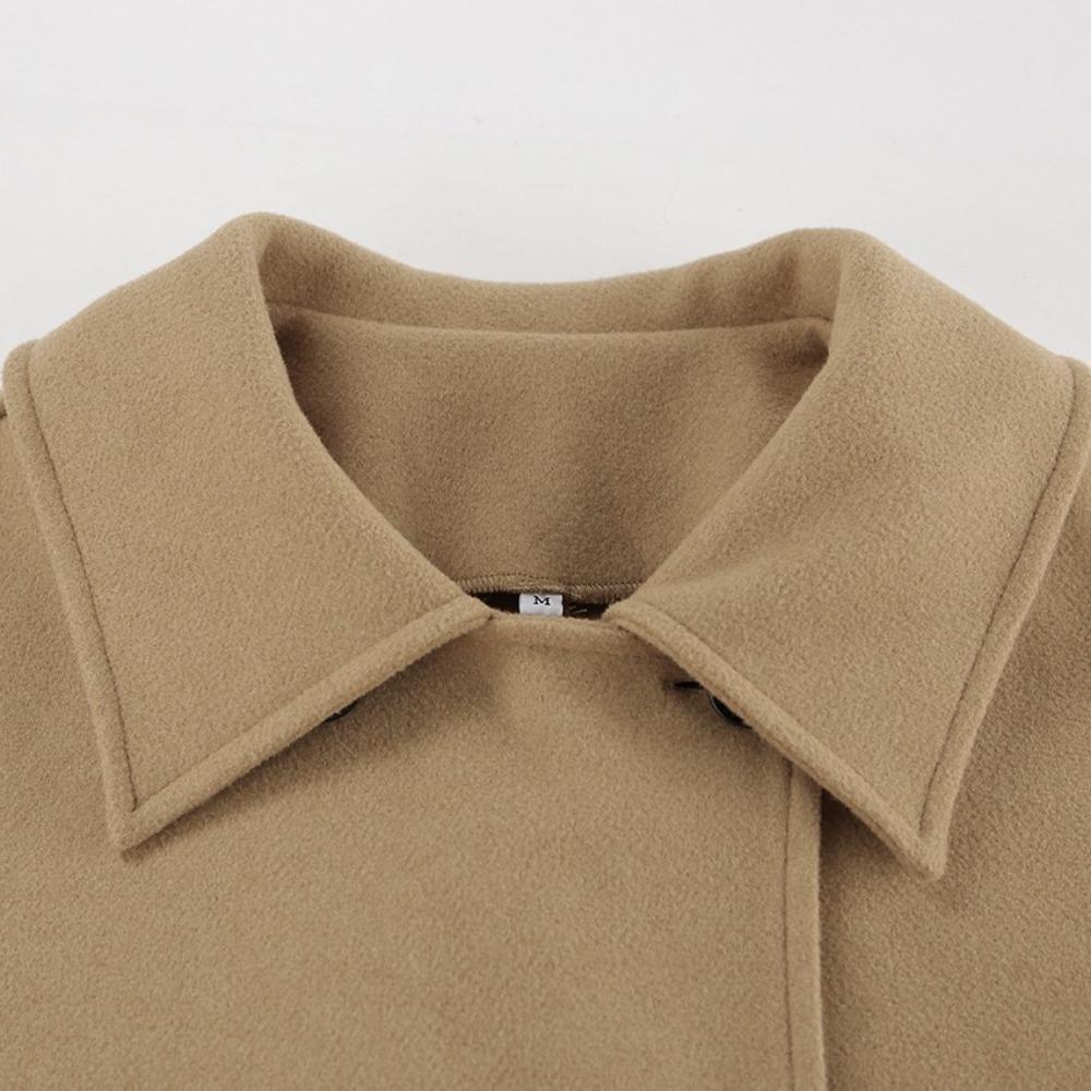 VAYLA New Outerwears Trench Coat for Women Batwing Sleeve Long Coat Winter Woolen Cloth Trench Brown Lapel Mid Long Jackets