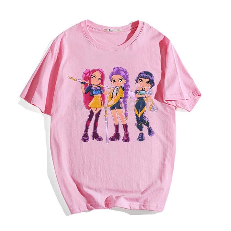 Kpop Dämonenjäger Print Grafik T-Shirt Sommer Damenkleidung 2025 Film T-Shirt Mädchen Jungen Kurzarm Oberteile Bequemes T-Shirt