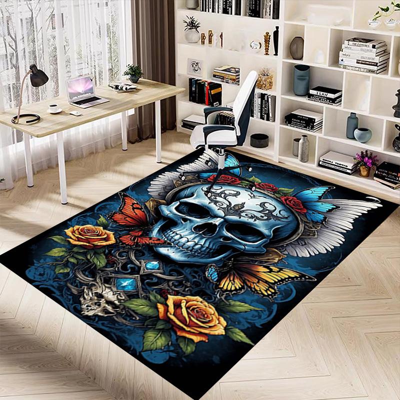 1PC Skull Butterfly Anti-slip Carpet, Suitable for Office, Bedroomand Playrooms. It Can Also Be Used As a Sofa Footrest cover-R73