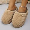 Thick Sole Plush Winter Slippers for Women Indoor House Chunky Platform Fluffy Slippers Woman Non Slip Warm Couples Cotton Shoes