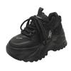 8CM Women Walking Sneakers Autumn Lace-up High Platform Chunky Shoes Breathable Leather Shoes Wedge Heels Casual Shoes Size 42