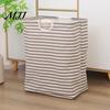 Durable Nursery Organizer Laundry Basket with Wooden Handles, Cotton And Linen Large Family Size Clothing Basket, Storage Space Saving