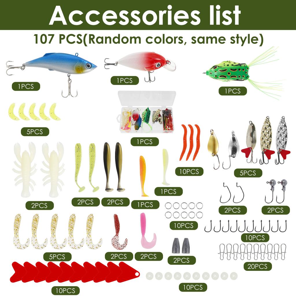 Mixed Fishing Lure Kits Lifelike Fake Fishing Bait Tackle Fast Starting Fishing Lure Sets with Storage Boxes Suitable for Ponds