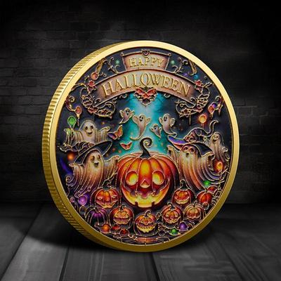 Szczęśliwy Halloween Pamiątka Wytrzymały Metalowy Złoty Szczęśliwy Halloween Moneta Kolekcjonerska Upominek na Imprezę Kreatywna Moneta Pamiątkowa
