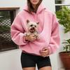 Women Fleece Sweatshirt with Pet Carriers Pouch Long Sleeve Solid Color Hoodies Oversized Loose Pullover Top Streetwear White XXL