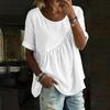 Women's Loose Fit Round Neck Short Sleeve Gathered T-Shirt Casual Summer Top