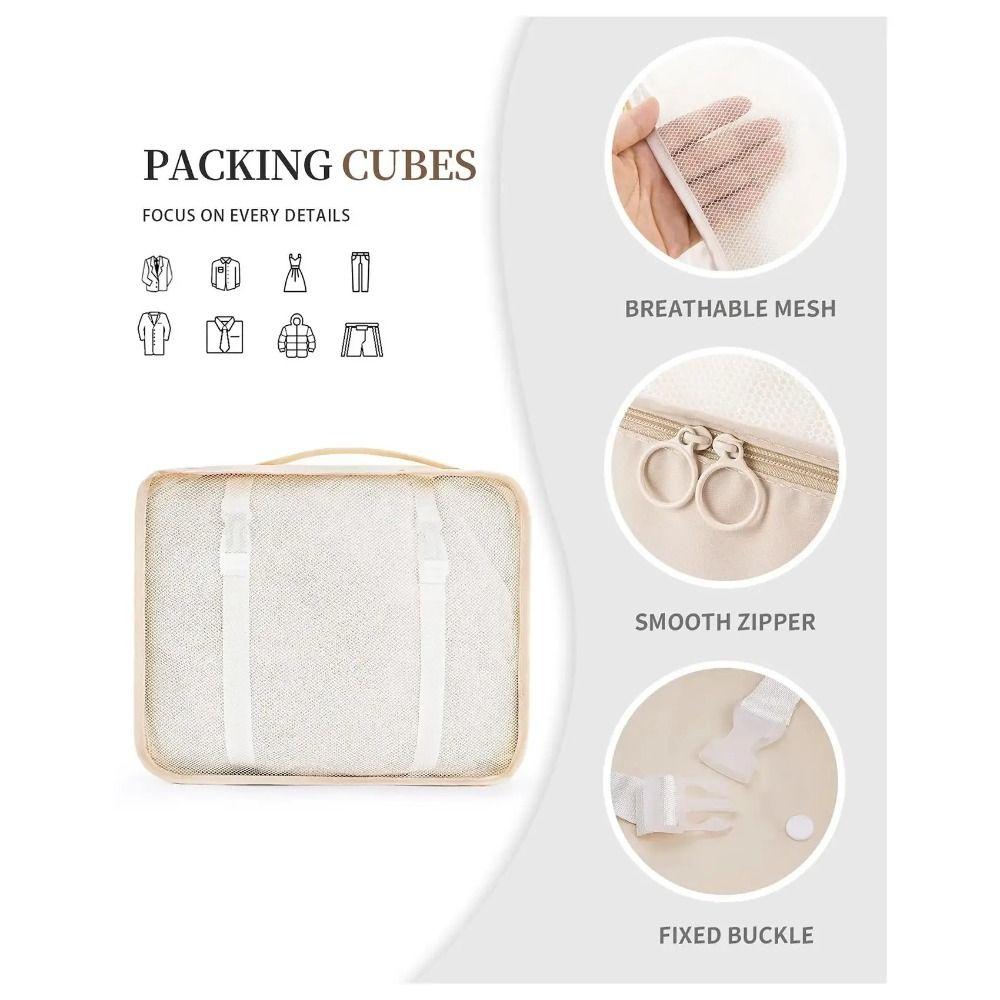 7 Pcs Set Large Capacity Travel Organizer Set with Zipper Folding Luggage Storage Bags Suitcase Packing Cubes Underwear Storage