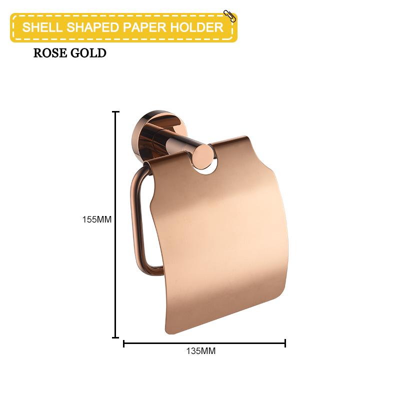 Set de accesorii de baie din aur roz Suport pentru hârtie igienică, montat pe perete, din oțel inoxidabil de înaltă calitate.