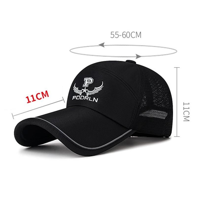 Casquette de baseball d'été pour homme à bande réfléchissante et à longue visière, pour l'extérieur, l'alpinisme, pare-soleil, protection solaire, pêche, maille respirante