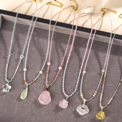 Elegant Women's Jade Crystal Pendant Necklace - High-Quality DIY Jewelry for Girls