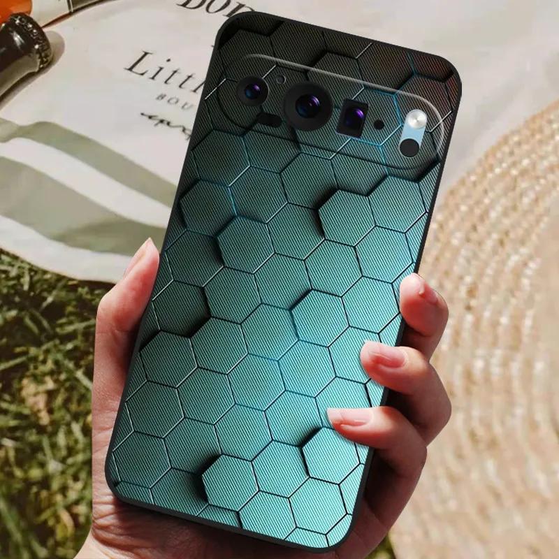 For Google Pixel 9 Pro XL Case Cool Painted Silicone TPU Soft Cover for Googe Pixel 9 9 Pro 8A Cases Black Protective Shells