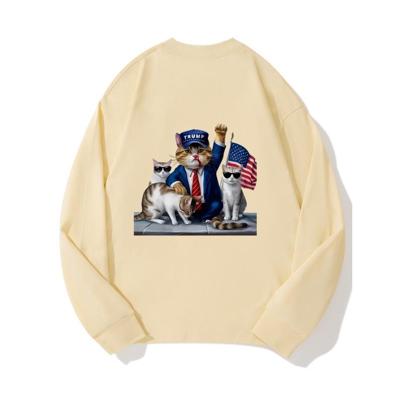 

Осенняя одежда Trump Cat, длинный рукав, чистый хлопок, новый мужской и женский топ, весенний внутренний слой, базовая рубашка, футболка с круглым вырезом и длинными рукавами XXL бежевый