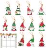 Christmas Tree Decorations Wooden Decorative Hangable 12 Pieces Decorative Christmas Pendant Santa Claus Decor For Indoor Home