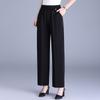 Women's Plus Size High Waist Cropped Wide Leg Pants – Elastic Waist Stretchy Polyester Trousers (Sizes XL-6XL)