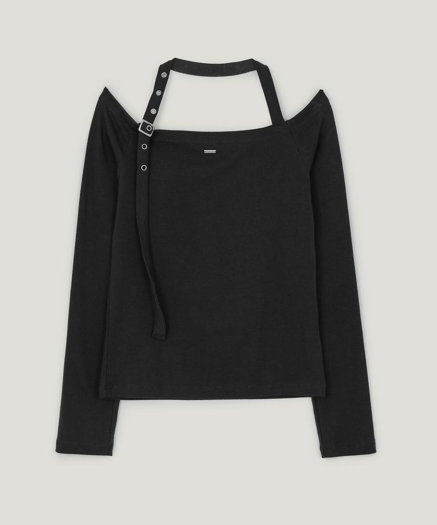 GROWHIDE Tuety Belt Strap Off Long Sleeve T-Shirt_Charcoal