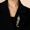 Women Brooch Sparkling Rhinestones Inlaid Leopard Shape Suit Lapel Pin Sweaters Collars Hats Bags Coats Scarves Badge Versatile Accessory