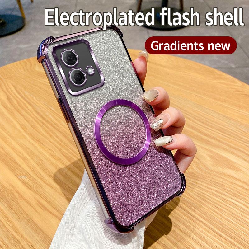 Luksus Plating Støtsikker Gjennomsiktig Magnetisk Ring Telefondeksel For Motorola Moto G84 G54 G82 5G G52 G71S G10 G20 G30 Glitte Mykt Deksel