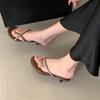 Fashion SUOJAILUN 2025 Summer New Brand Women Slipper Fashion Crystal Narrow Band Slip On Slides Thin Low Heel Outdoor Dress Sandal Shoe