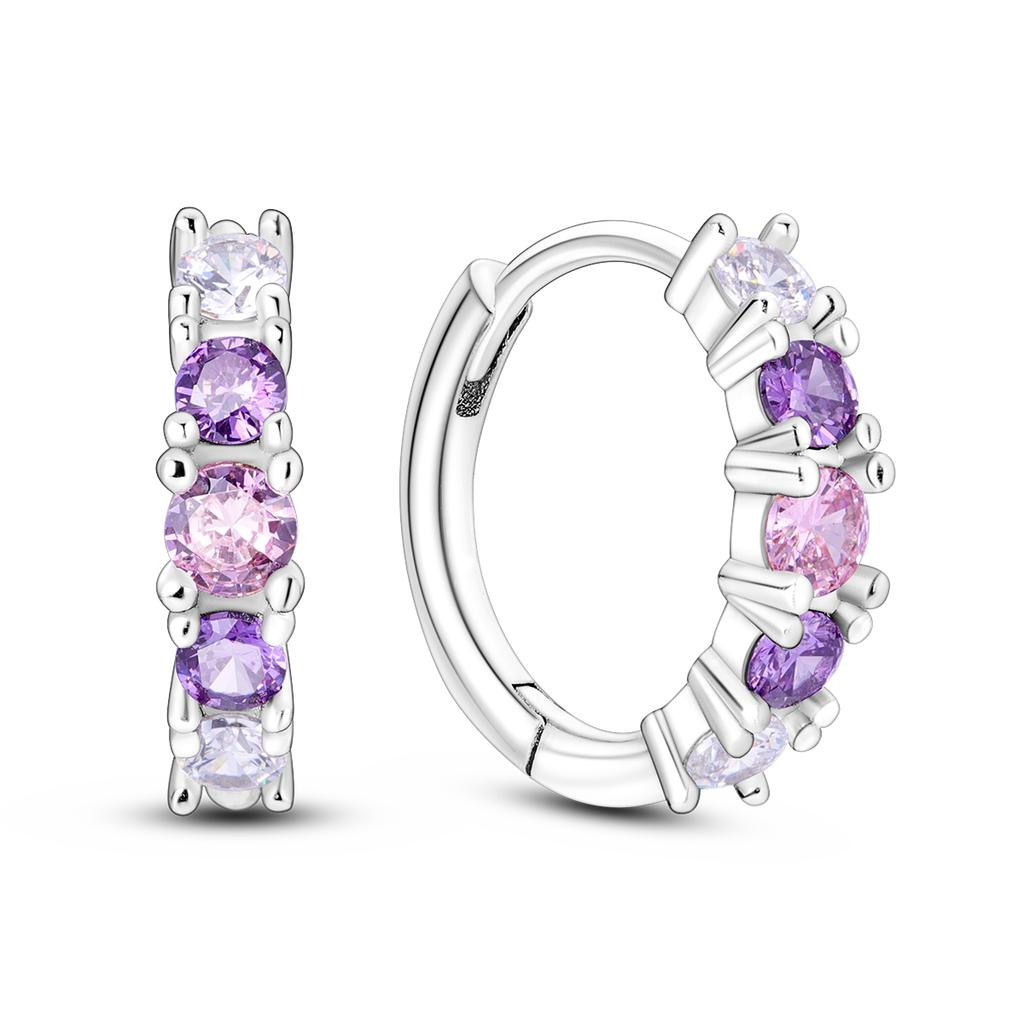 Silver Plated U Round Heart Shape CZ Zircon Earrings Hoop Earrings For Women DIY Making Jewelry Gift