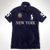 Men's Summer Polo Shirt with Embroidered American City Design - Casual Plus Size, Short Sleeve