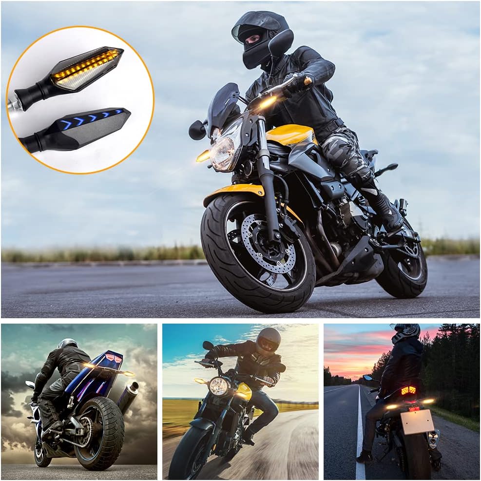 2023 Moto Turn Signal Light 12V Flowing LED Indicator Bright Signal Light, Daytime Running Lights Brake Lights for Motorcycle