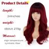 MERISIHAIR Women Long Wavy Wig with Bangs Ombre Wine Red Synthetic High Temperature Fiber Wig for Women Party Daily Wear
