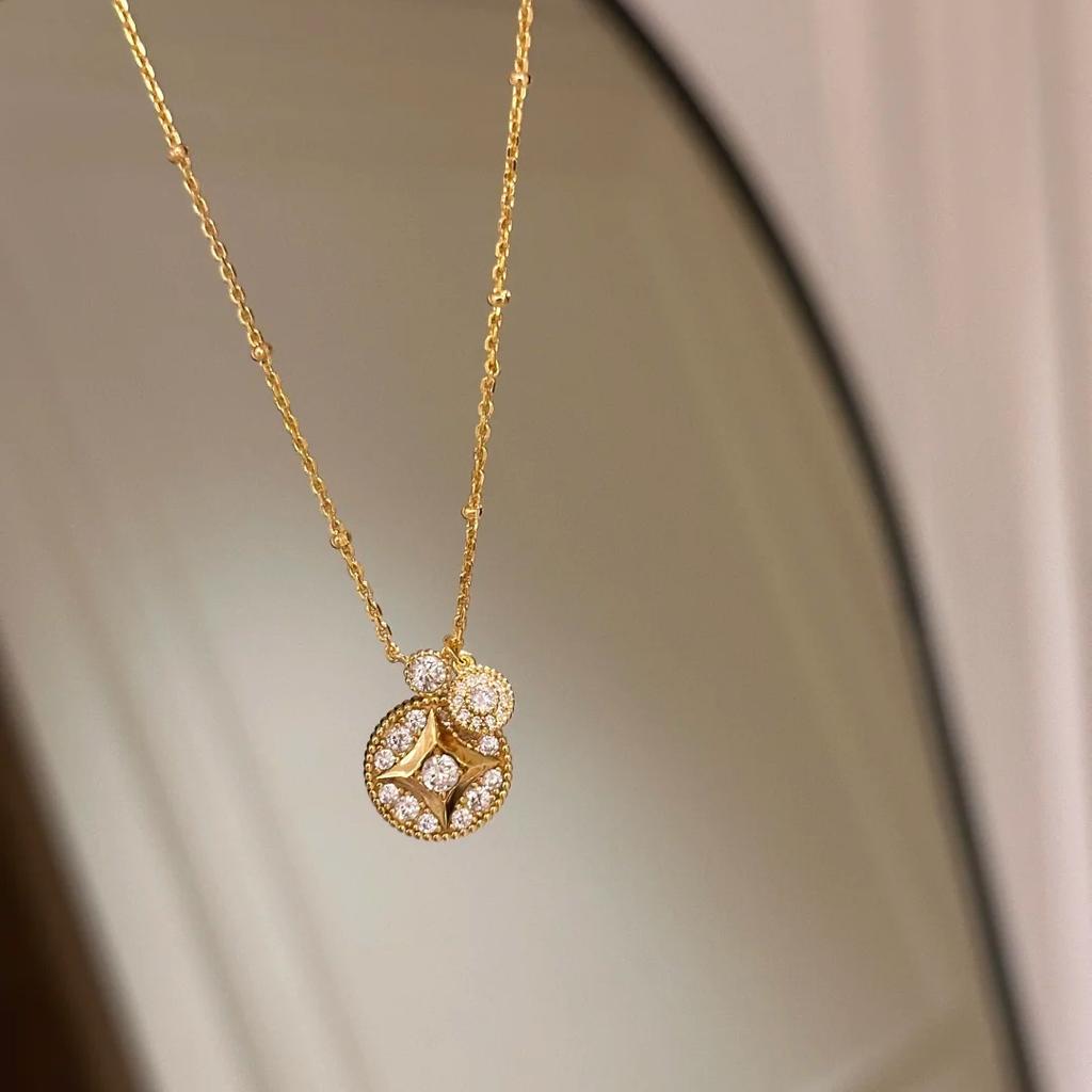Old Money Wind Copper Coin Necklace Collarbone Chain Fashionable Light Luxury Diamond-Encrusted Money Bracelet Coin Earrings Earrings Women