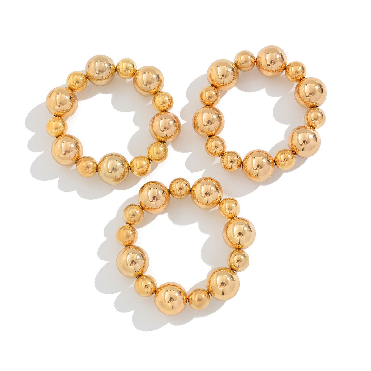 Exaggerated Punk Ccb Beaded Bracelet Women, Temperament Geometric Imitation Pearl Elastic Jewelry Bracelet