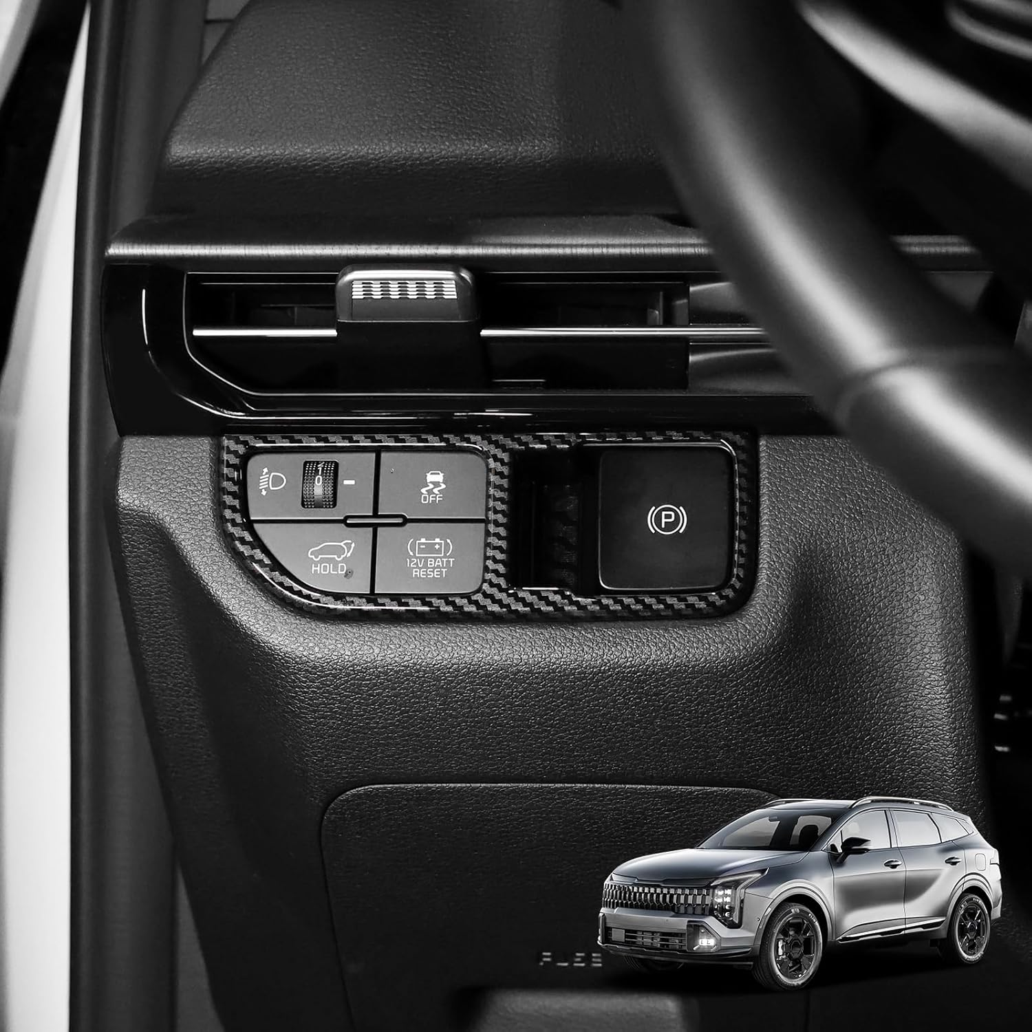 YOUTOOCAR Headlight Control Panel Cover Compatible with Kia Sportage 2026 Accessories (Carbon Fiber Pattern) Carbon Fiber Pattern