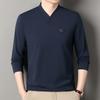 Yalu Men's Casual V-Neck Solid Color Long-Sleeve T-Shirt