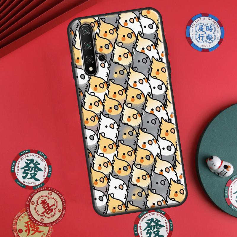 Cartoon Cockatiel Collage For Huawei P20 P30 P40 Lite P60 Pro Nova 12i 11i 8i 12s 9 10 SE Y90 Y60 Y70 Y72 Y61 Y91 Case