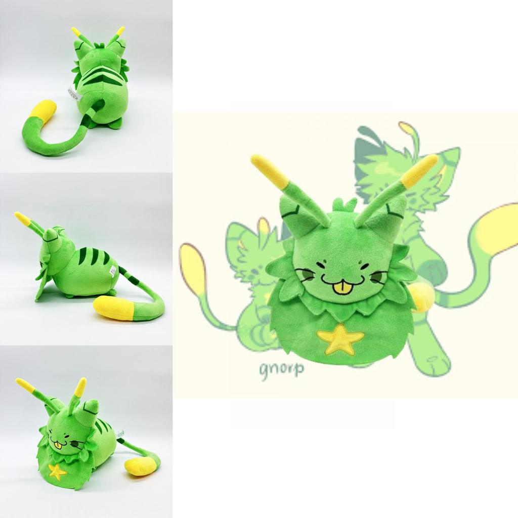 New Gnarpy Discovers The Internet Green Cat Robot Plush Toy Doll For Kids