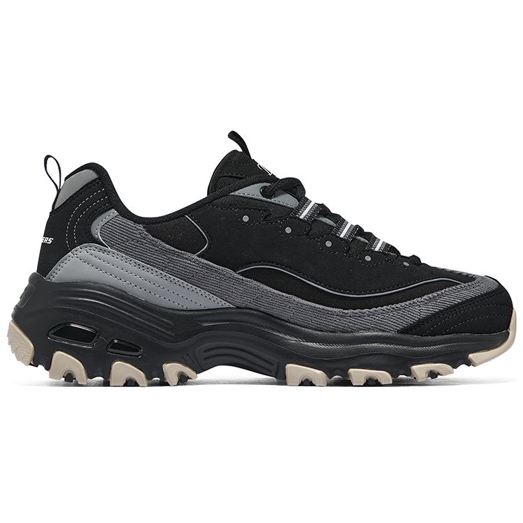 Skechers DLites 1.0 Milk Tea Bear Comfortable Daily Low-Top Dad Shoes Women Sneaker Black 896264-BKGY