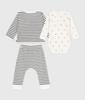 Petit Bateau Baby Set 18 81cm 3-Piece A0EC6, Off-White/Navy, Months,