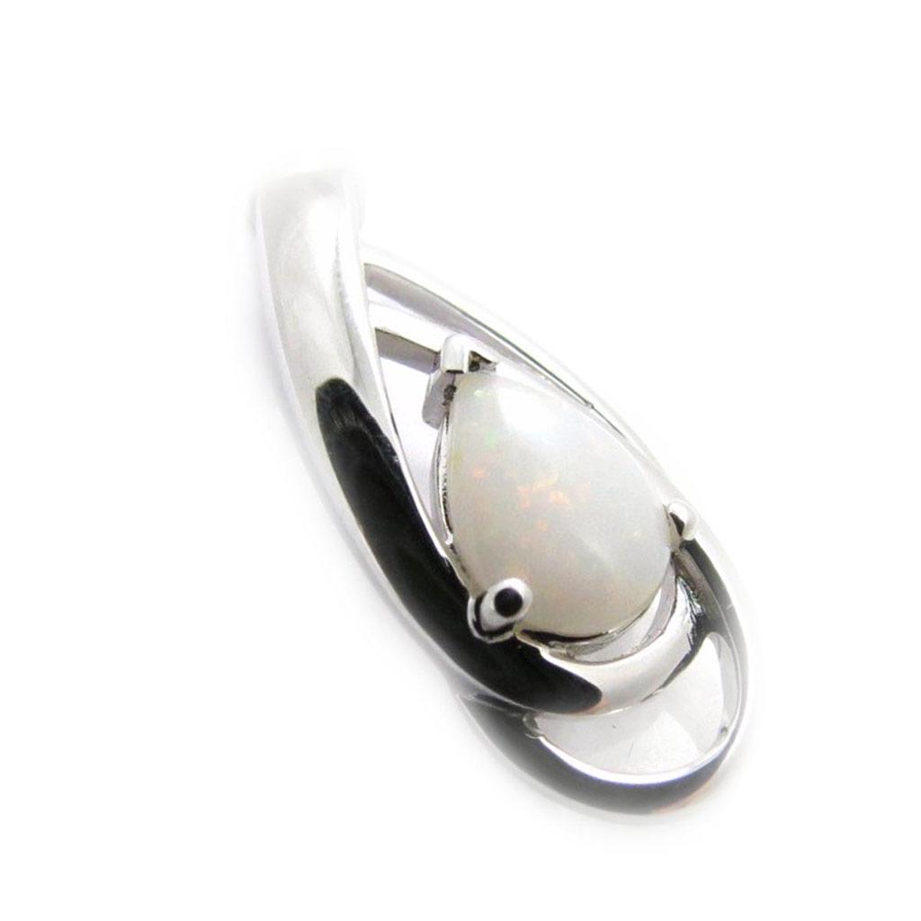 Les Trésors De Lily [G8677] - Handmade Silver Pendant 'Opal Goddess' Silver-white (rhodium-plated) - 10x20 Mm