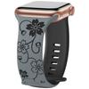 Compatible with Apple Watch: Laser Engraved Two-Color Floral Butterfly Silicone Strap with 3D Design