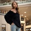 2025 Autumn/Winter Women's Faux Mink Long-Haired Knitted Sweater - Round Neck Fashion Pullover, Solid Color.