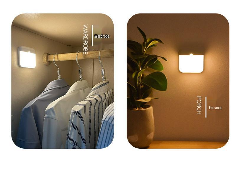 TYPE-C Infrared Sensor Nightlight: Energy-Saving, Portable, Square Night Light for Bedroom and Nighttime Ambience