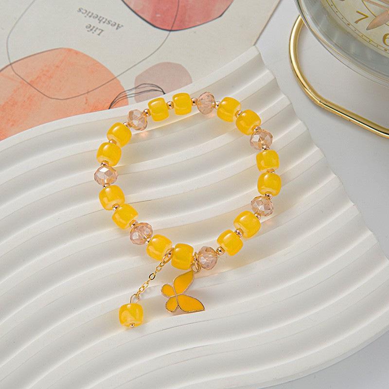 HelloKitty Love Couple Bracelet - DIY Handmade Beaded Cat's Eye Stone, Cute Gift for Girlfriend