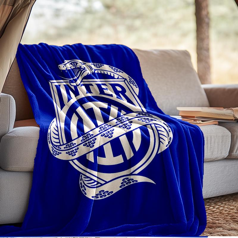 Coperta con Stemma Inter Milan Leggera Coperta Ideale per Letto Perfetta per Viaggi, Campeggio, Soggiorni, Uffici, Divani, Regalo di Natale per tifosi